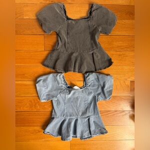 LIKE NEW H&M Light Blue and Gray Denim Peplum Tops, can be bought separately